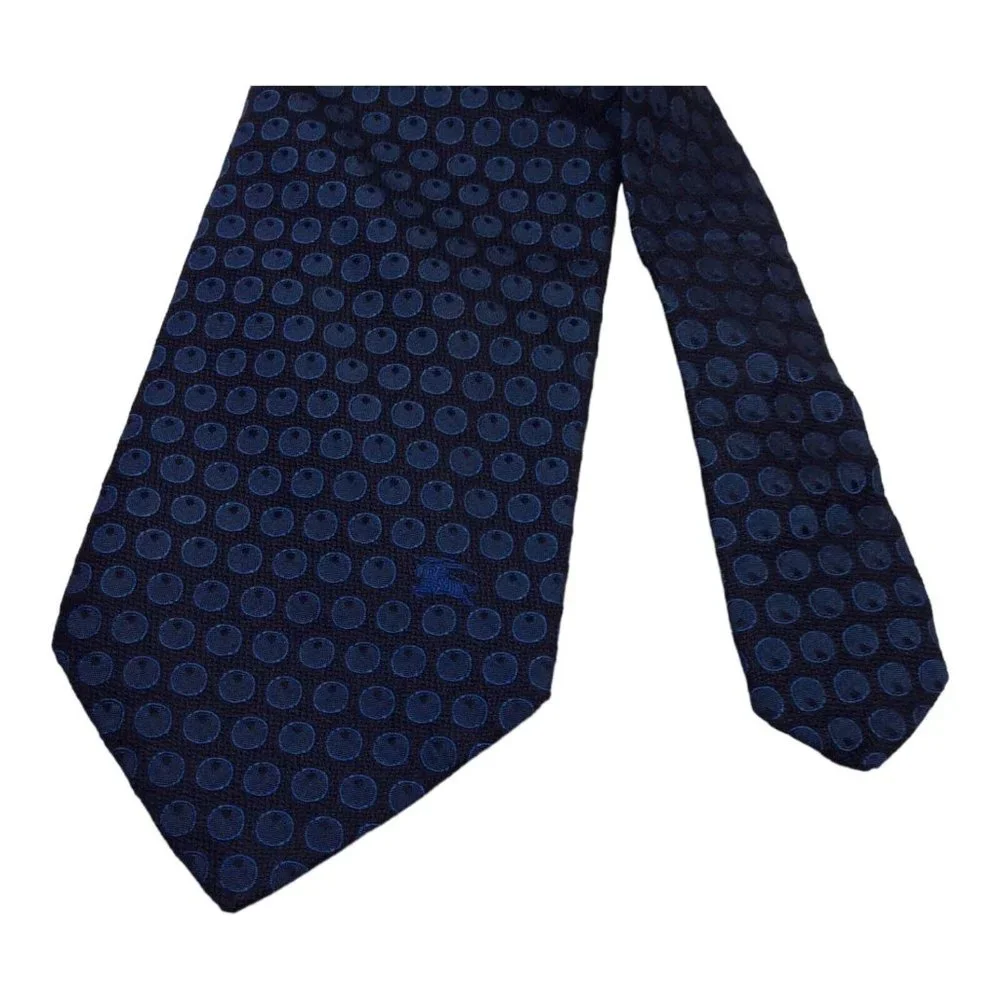 BURBERRYS OF LONDON Blue Geometric Logo Silk Tie Italy 60